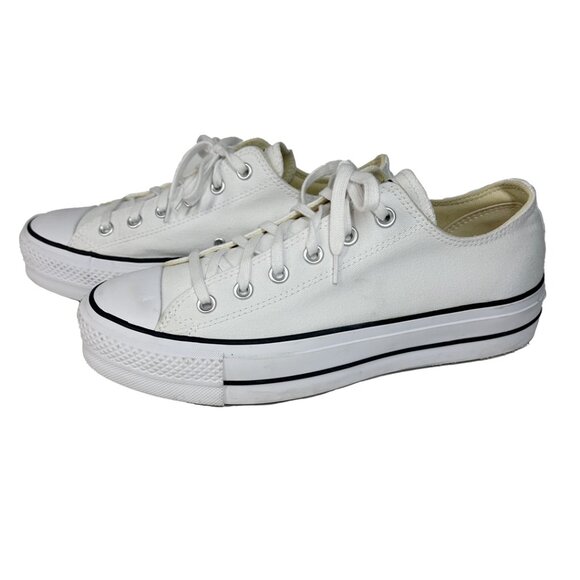 Converse Women’s Chuck Taylor All Star Lift Platform White Canvas Shoes Size 10 - Picture 2 of 7